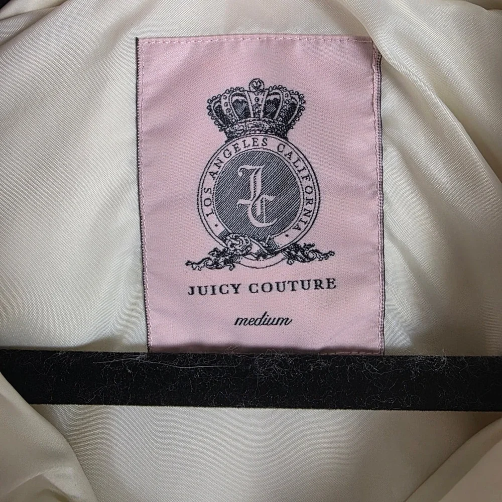 Juicy Couture Puffer Jacket Womens Medium Down Fill Cream Y2K Winter Coat‎ 2000s